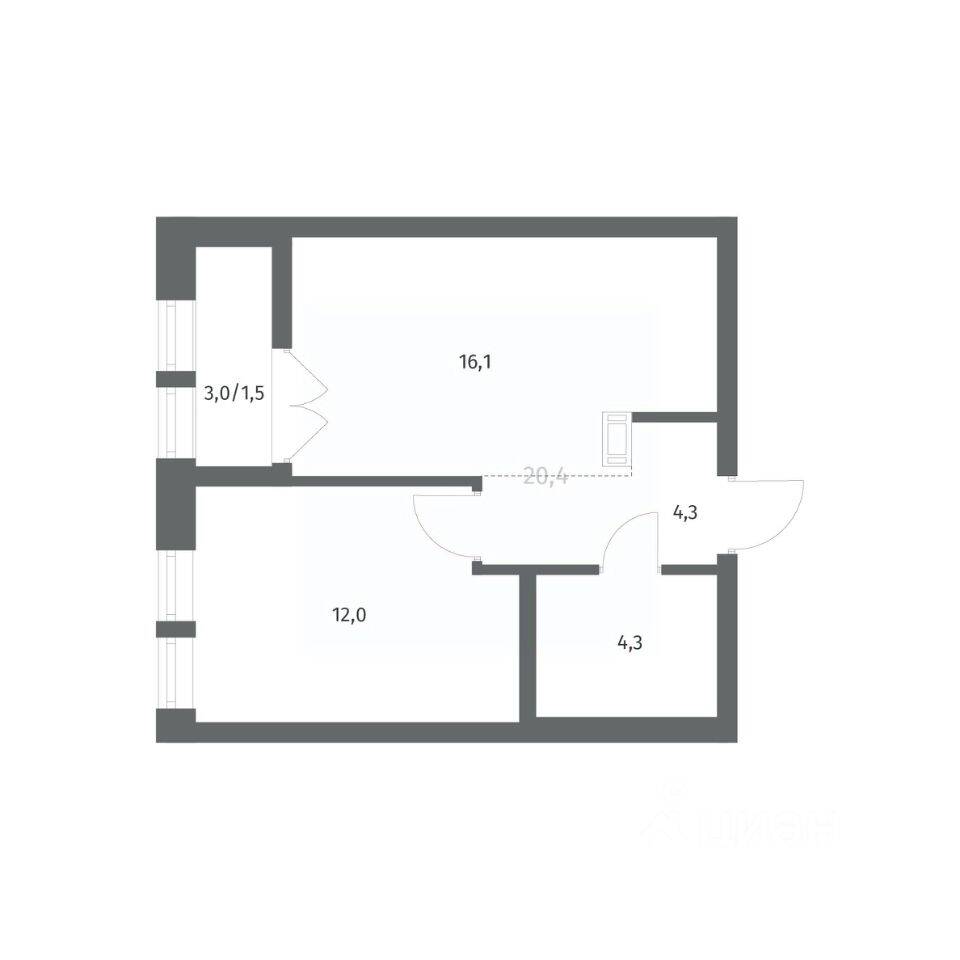1-комн. квартира, 38,21 м², в ЖК NEWПИТЕР
