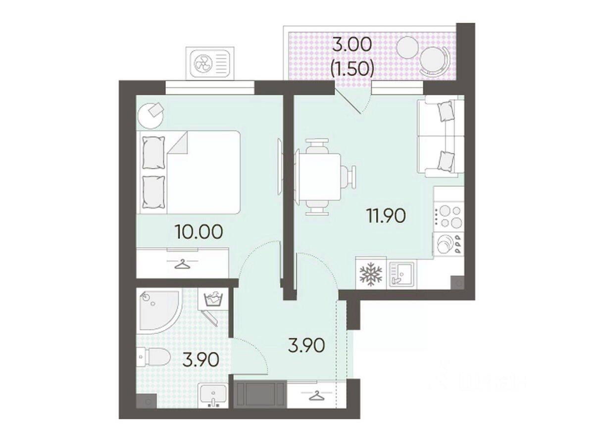 1-комн. квартира, 31,2 м², в ЖК «Ручьи»