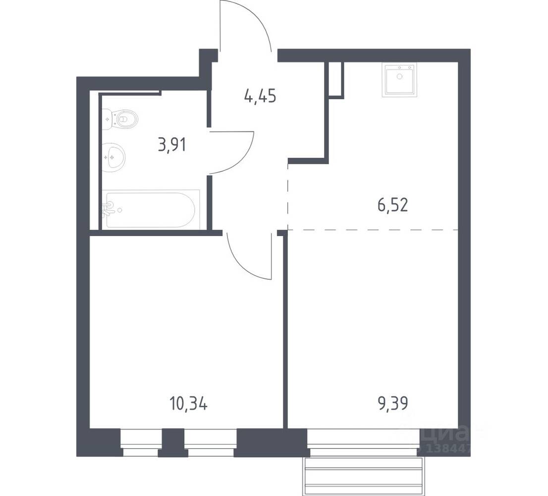 1-комн. квартира, 34,3 м², в ЖК Рублевский Квартал