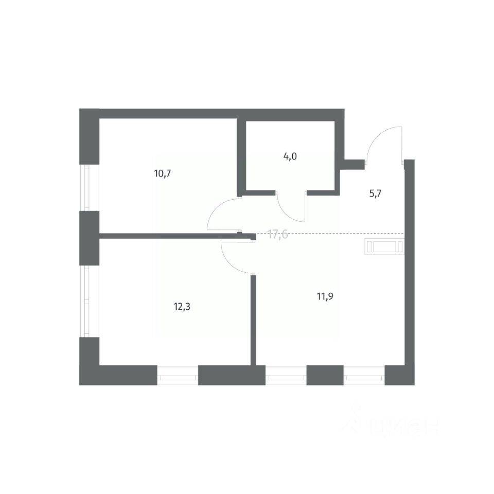 2-комн. квартира, 44,78 м², в ЖК NEWПИТЕР