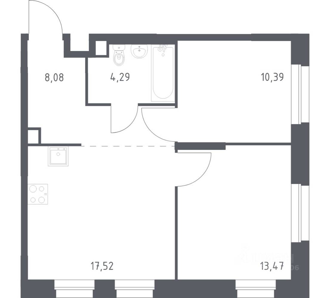 2-комн. квартира, 53,75 м², в ЖК ЭкоБунино