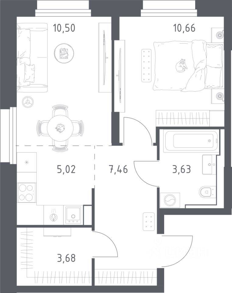 1-комн. квартира, 41 м², в ЖК Квартал Строгино