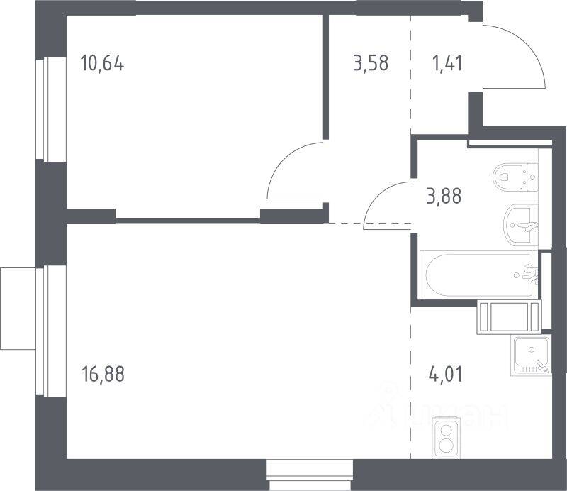 1-комн. квартира, 40,4 м², в ЖК Пятницкие Луга