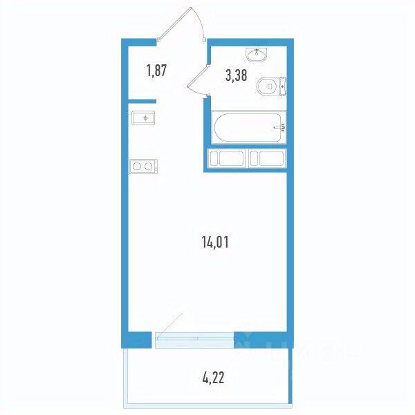 Квартира-студия, 20,53 м², в ЖК Аэросити Life