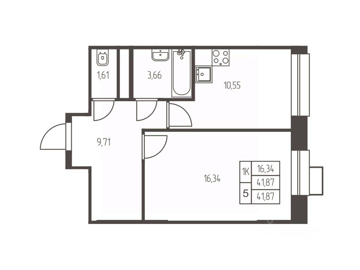 1-комн. квартира, 41,9 м², в ЖК Новая Ивантеевка