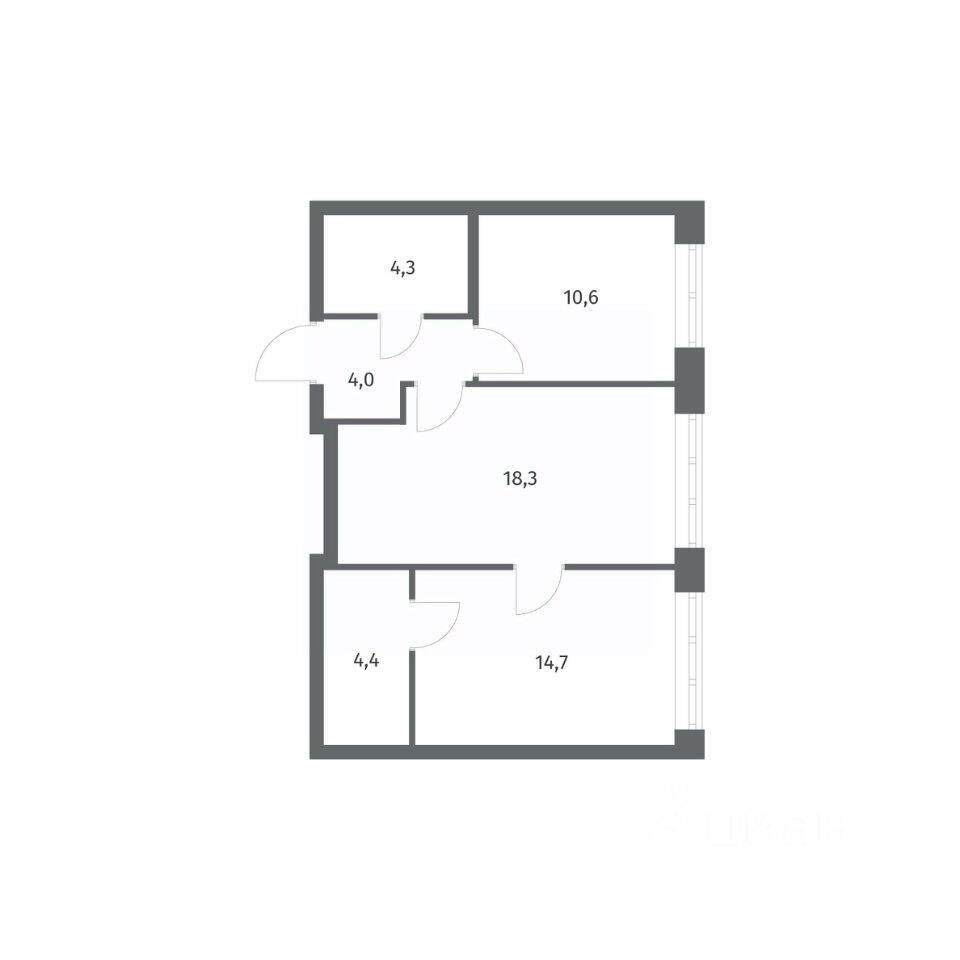 2-комн. квартира, 56,3 м², в ЖК NEWПИТЕР
