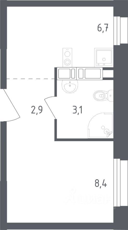 1-комн. квартира, 21,1 м², в ЖК Ольховый Квартал
