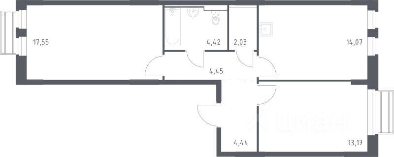 2-комн. квартира, 59,1 м², в ЖК Рублевский Квартал