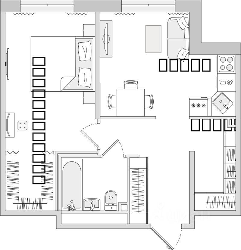 1-комн. квартира, 45,63 м², в ЖК ЦДС «Dreamline»