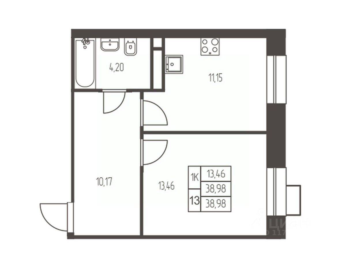 1-комн. квартира, 39 м², в ЖК Новая Ивантеевка
