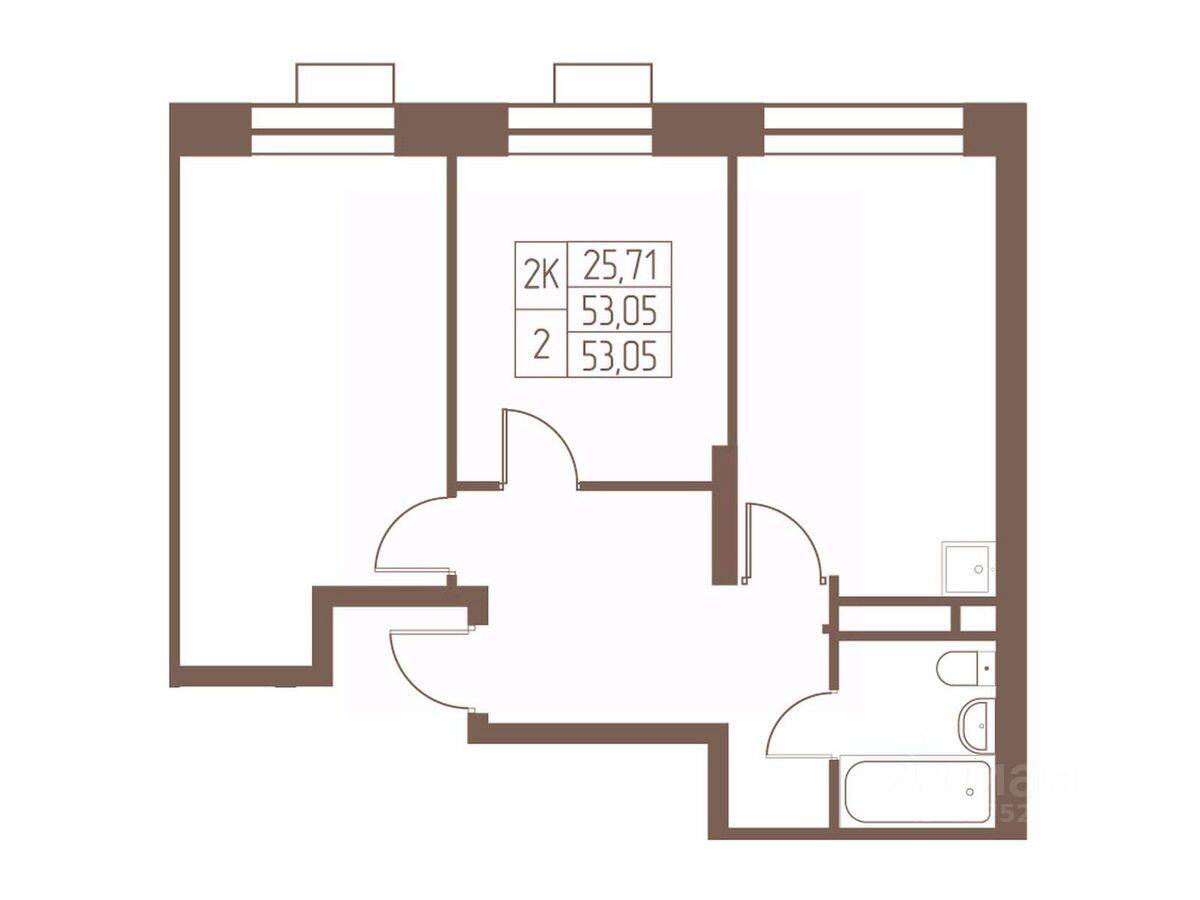 2-комн. квартира, 53,1 м², в ЖК Западная Ивантеевка