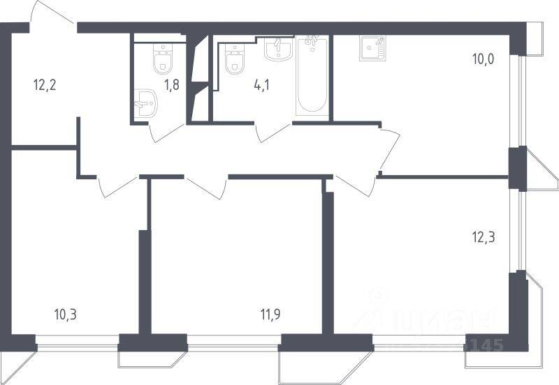 3-комн. квартира, 62,36 м², в Апарт-комплекс Sky Sputnik