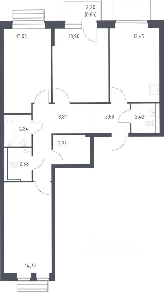 3-комн. квартира, 78,3 м², в ЖК Рублевский Квартал