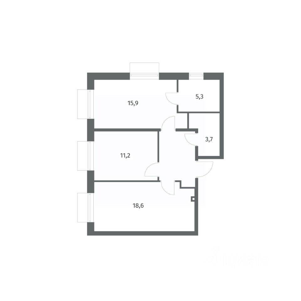 2-комн. квартира, 61,9 м², в ЖК Парусная 1