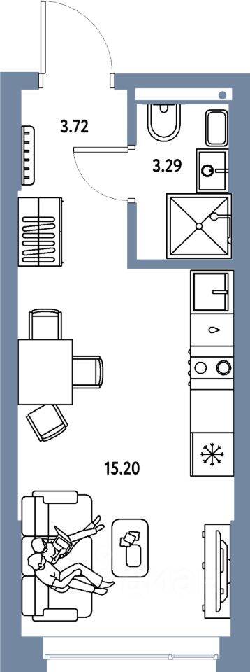 Квартира-студия, 22,21 м², в ЖК Страна.Парковая