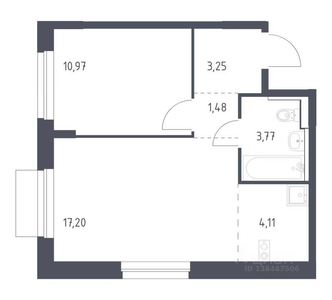 1-комн. квартира, 40,78 м², в ЖК Новое Внуково