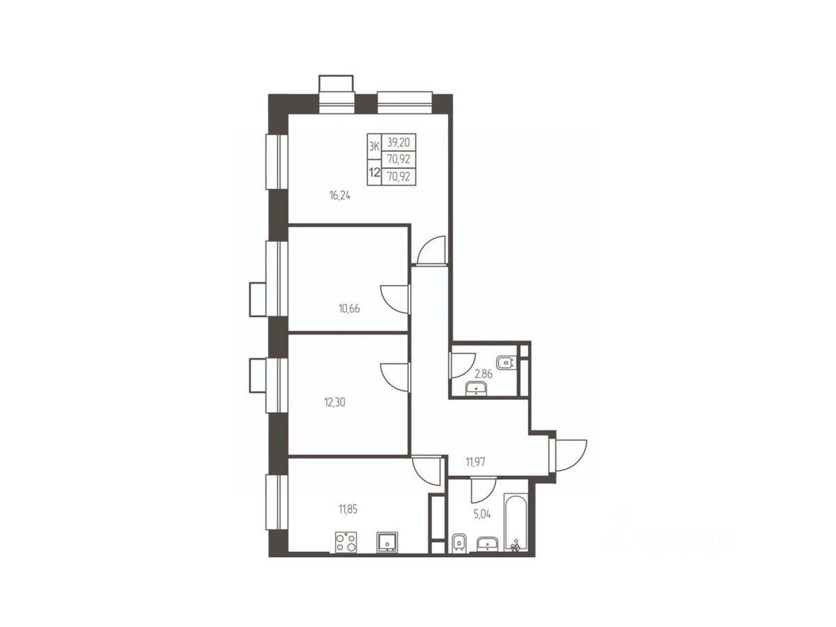 3-комн. квартира, 70,9 м², в ЖК Новая Ивантеевка