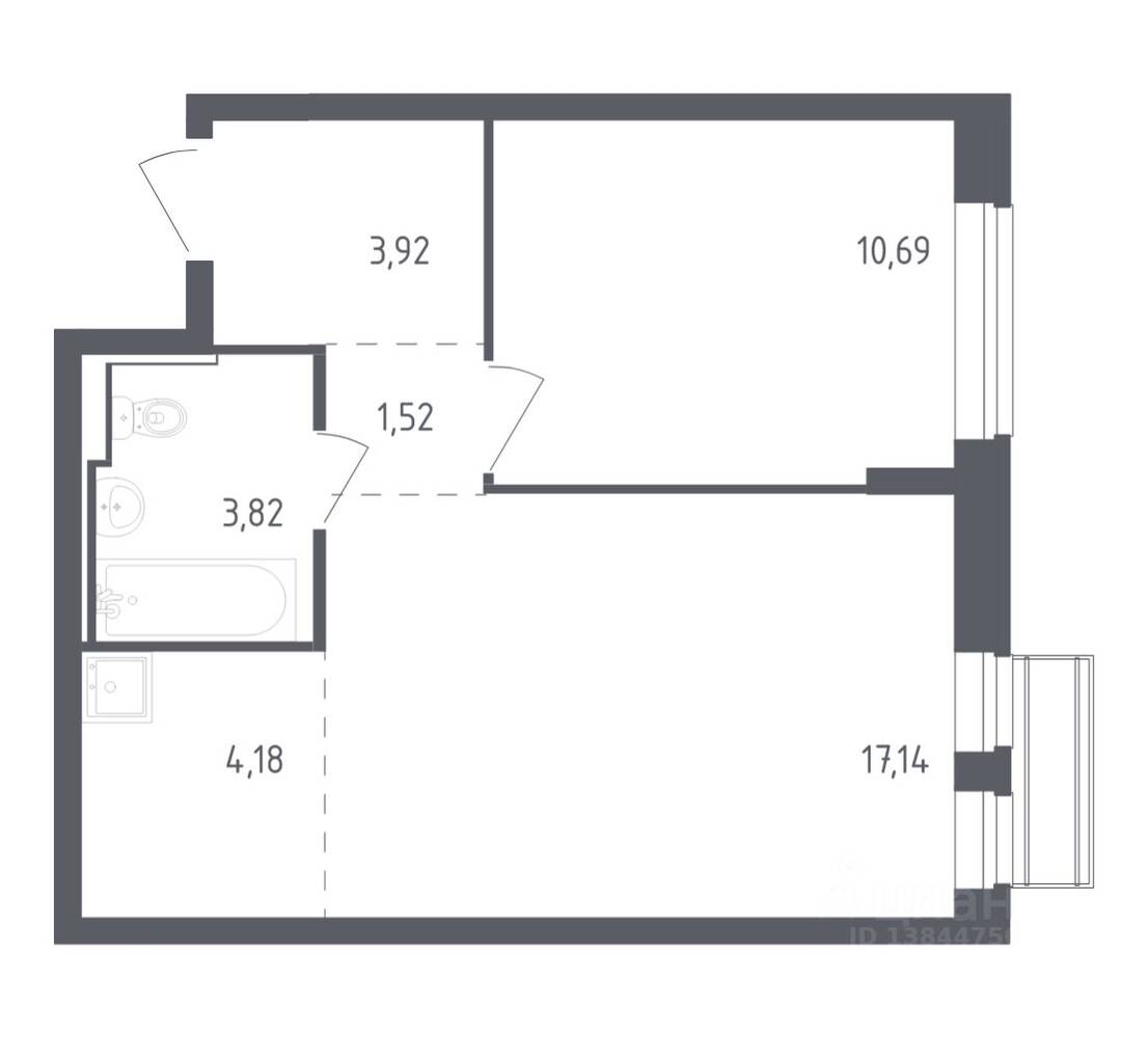 1-комн. квартира, 41,27 м², в ЖК Рублевский Квартал
