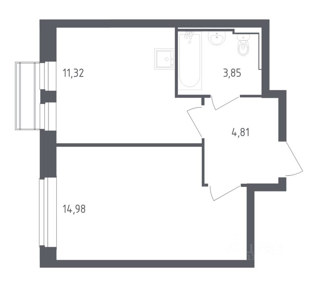 1-комн. квартира, 34,96 м², в ЖК Рублевский Квартал