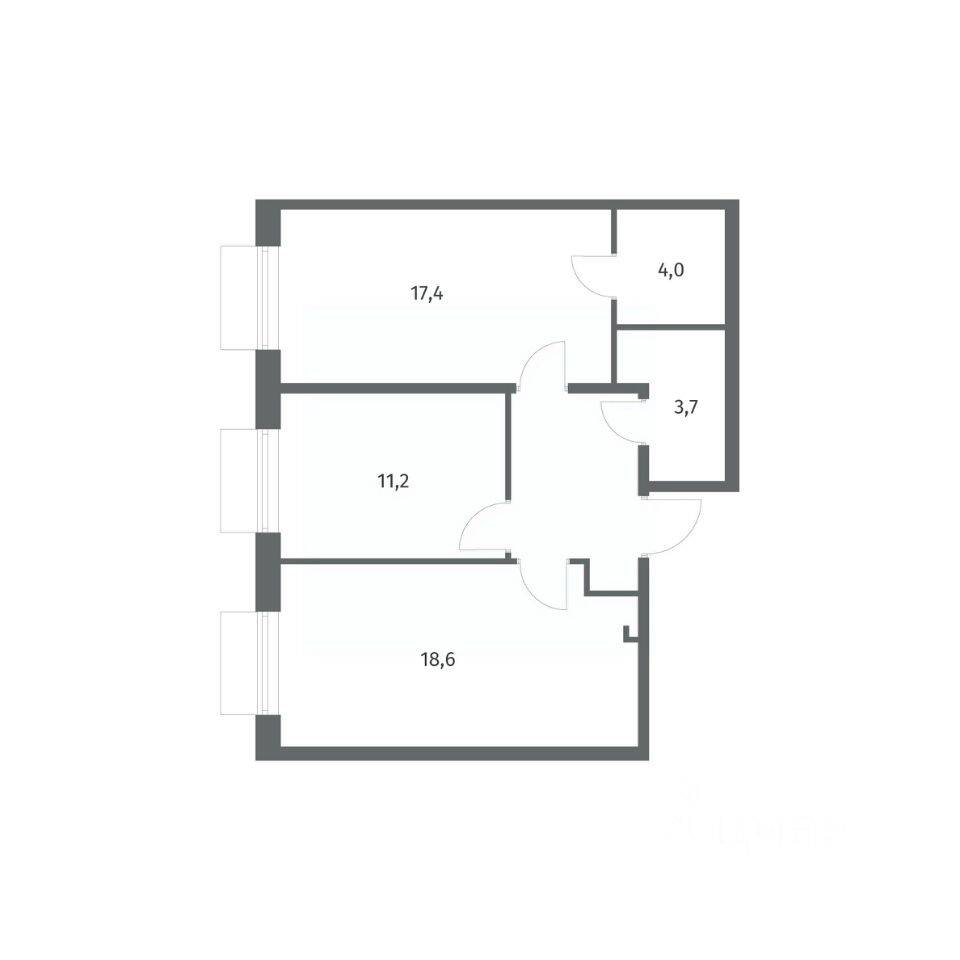 2-комн. квартира, 62,1 м², в ЖК Парусная 1