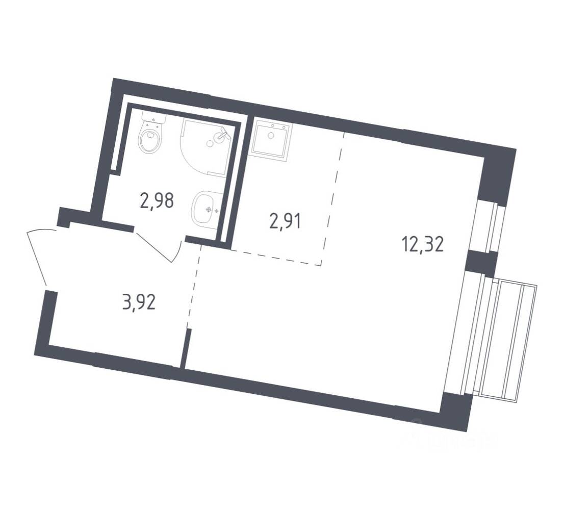 Квартира-студия, 21,9 м², в ЖК Рублевский Квартал
