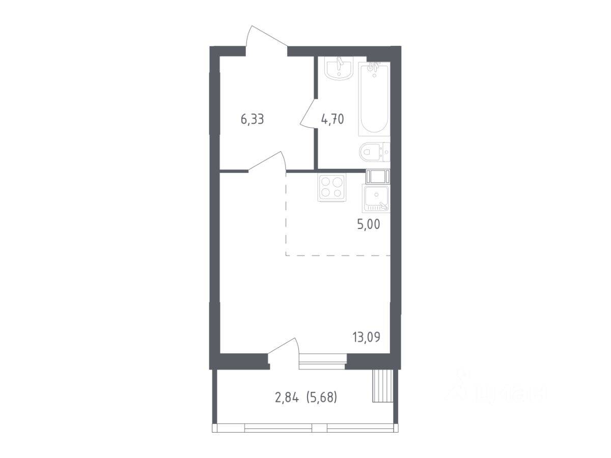 Квартира-студия, 31,7 м², в ЖК Егорово Парк