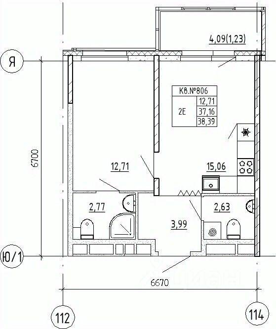1-комн. квартира, 38,39 м², в ЖК UP-квартал «Воронцовский»