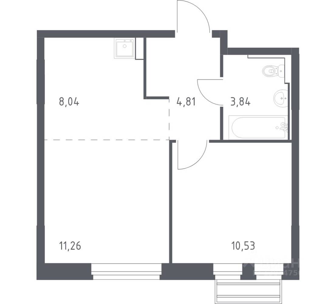 1-комн. квартира, 38,48 м², в ЖК Рублевский Квартал