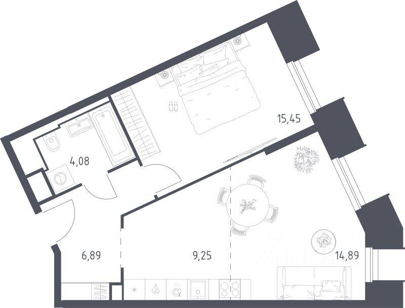 1-комн. квартира, 50,56 м², в Апарт-комплекс Sky Sputnik
