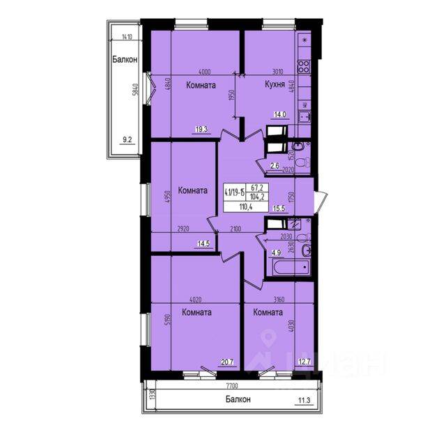 4-комн. квартира, 110,4 м², в ЖК «Прагма City»