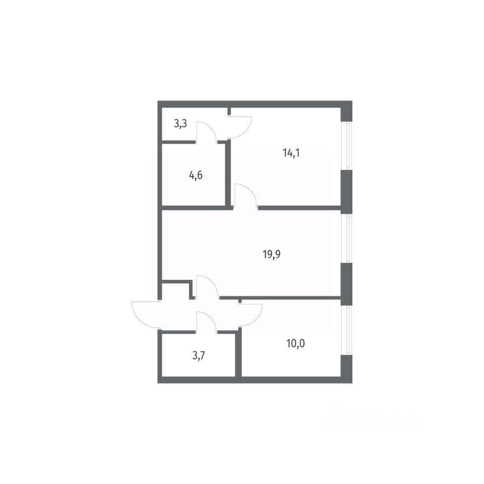 2-комн. квартира, 59,3 м², в ЖК Парусная 1
