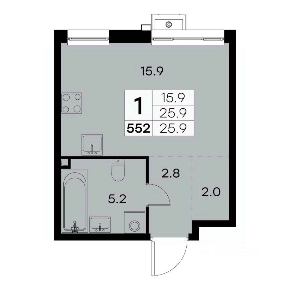 1-комн. квартира, 25,9 м², в ЖК Куркино 15