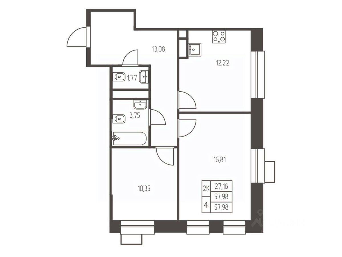 2-комн. квартира, 58 м², в ЖК Новая Ивантеевка