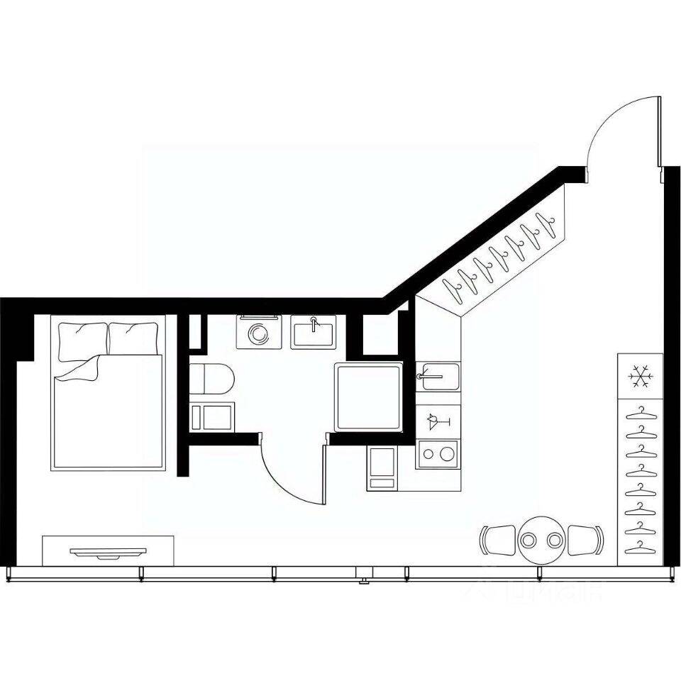 Планировка 1 комнатной квартиры, 32.2 м², в «МОСКО»