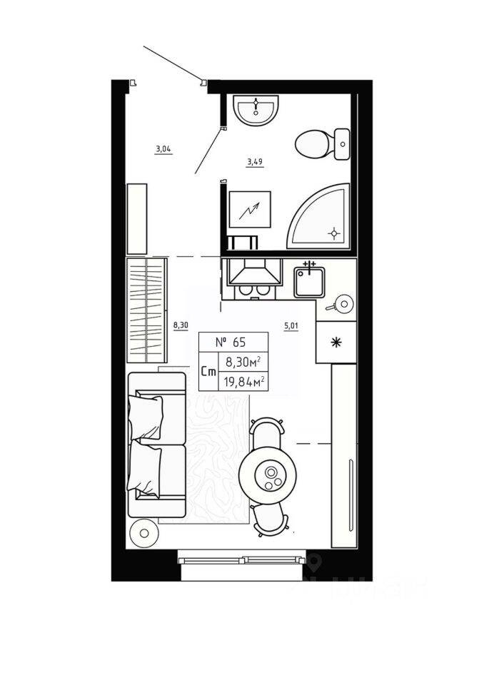 Квартира-студия, 19,84 м², в Малоэтажный ЖК Аннино Сити