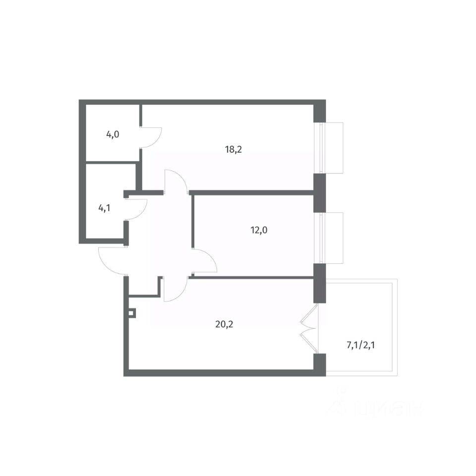 2-комн. квартира, 67,8 м², в ЖК Парусная 1