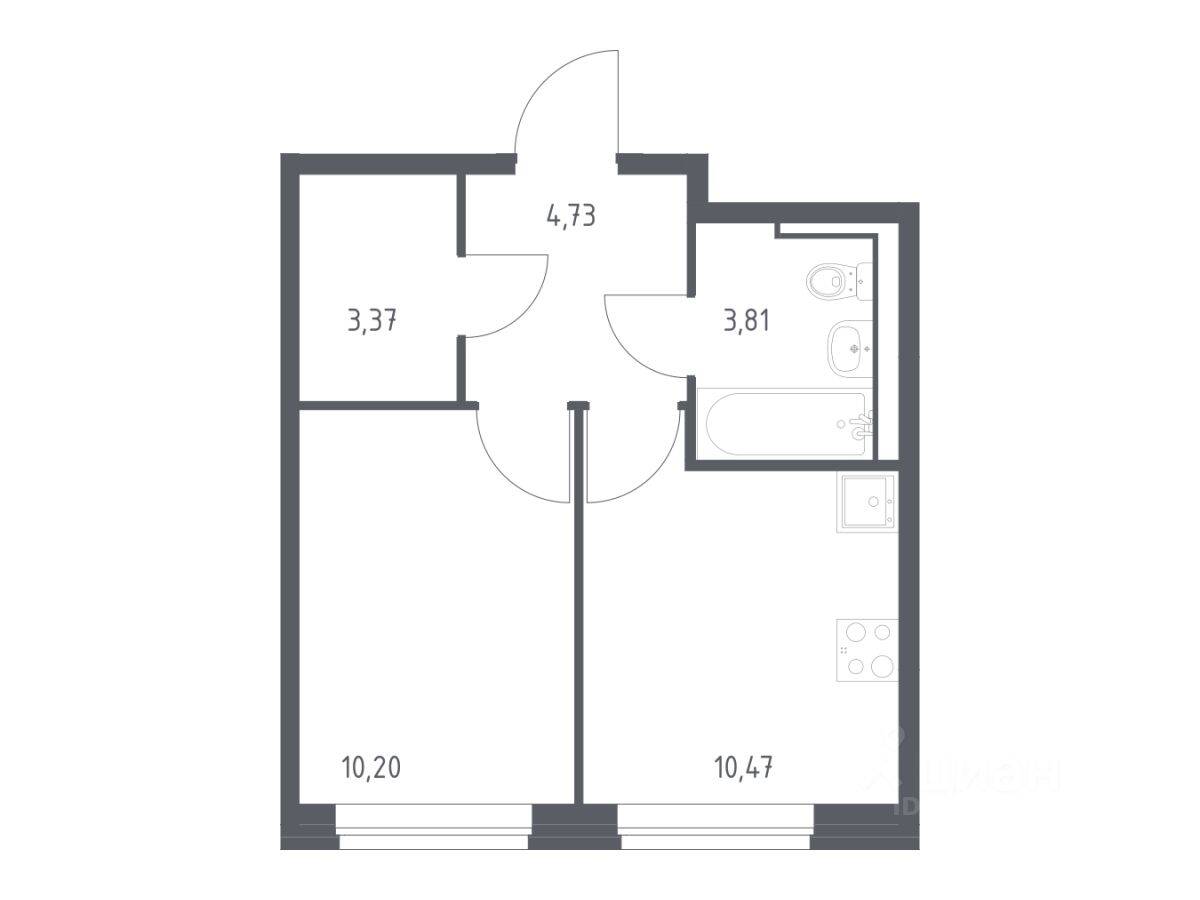 1-комн. квартира, 32,58 м², в ЖК Молжаниново