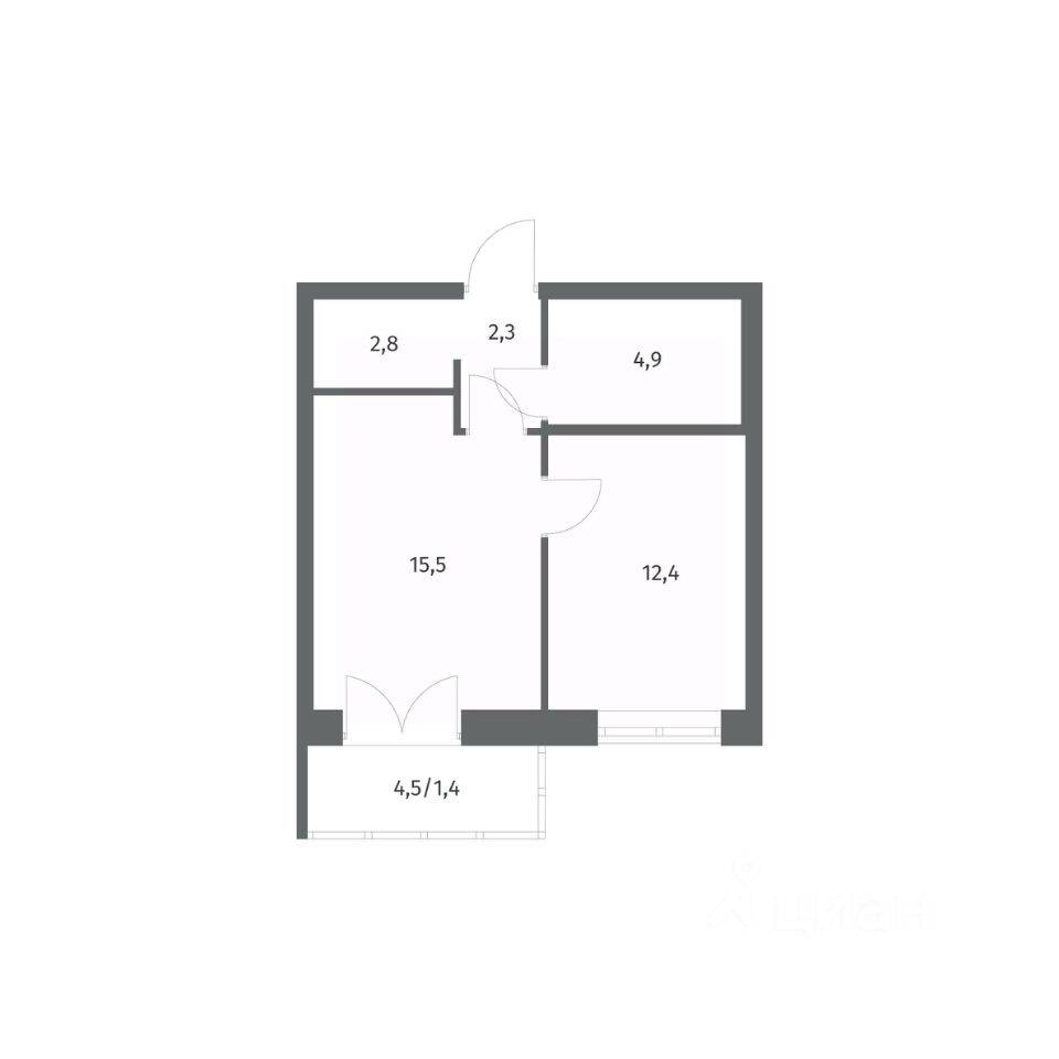 1-комн. квартира, 39,31 м², в ЖК NEWПИТЕР