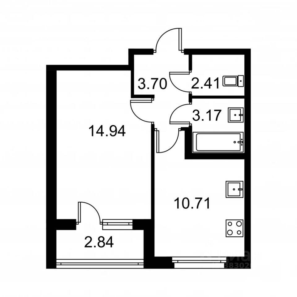 1-комн. квартира, 36,35 м², в ЖК Квартал Заречье