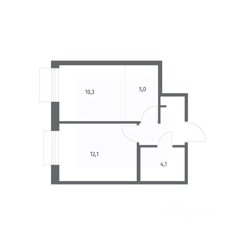 2-комн. квартира, 35,4 м², в ЖК Парусная 1