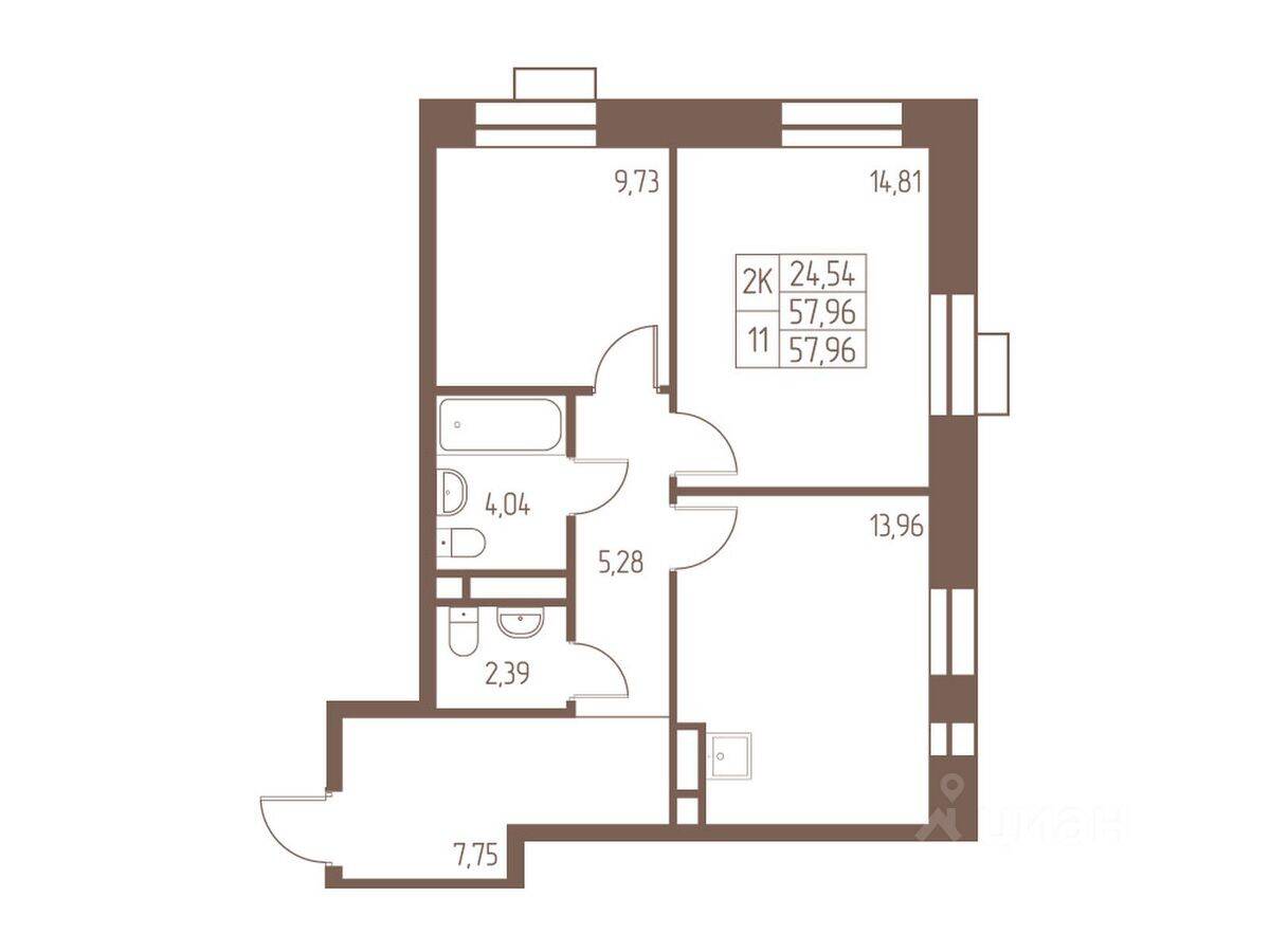 2-комн. квартира, 58 м², в ЖК Западная Ивантеевка