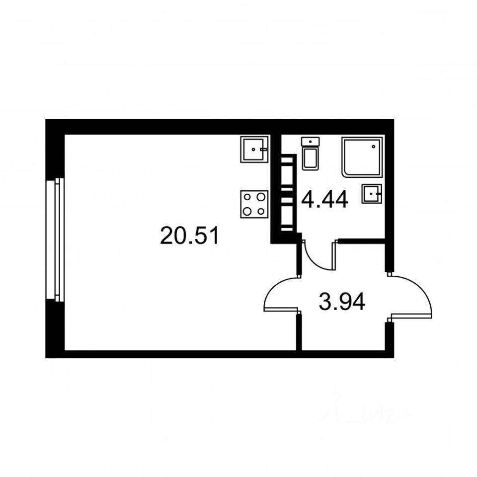 Квартира-студия, 28,89 м², в ЖК Квартал Заречье