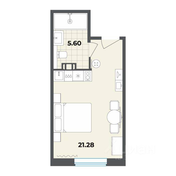Квартира-студия, 26,88 м², в Апарт-комплекс Лиговский, 127