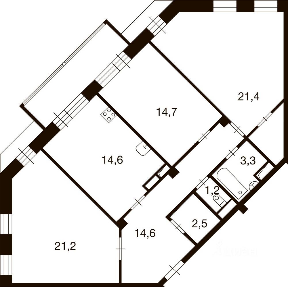 3-комн. квартира, 95,4 м², в ЖК «Ново-Никольское»