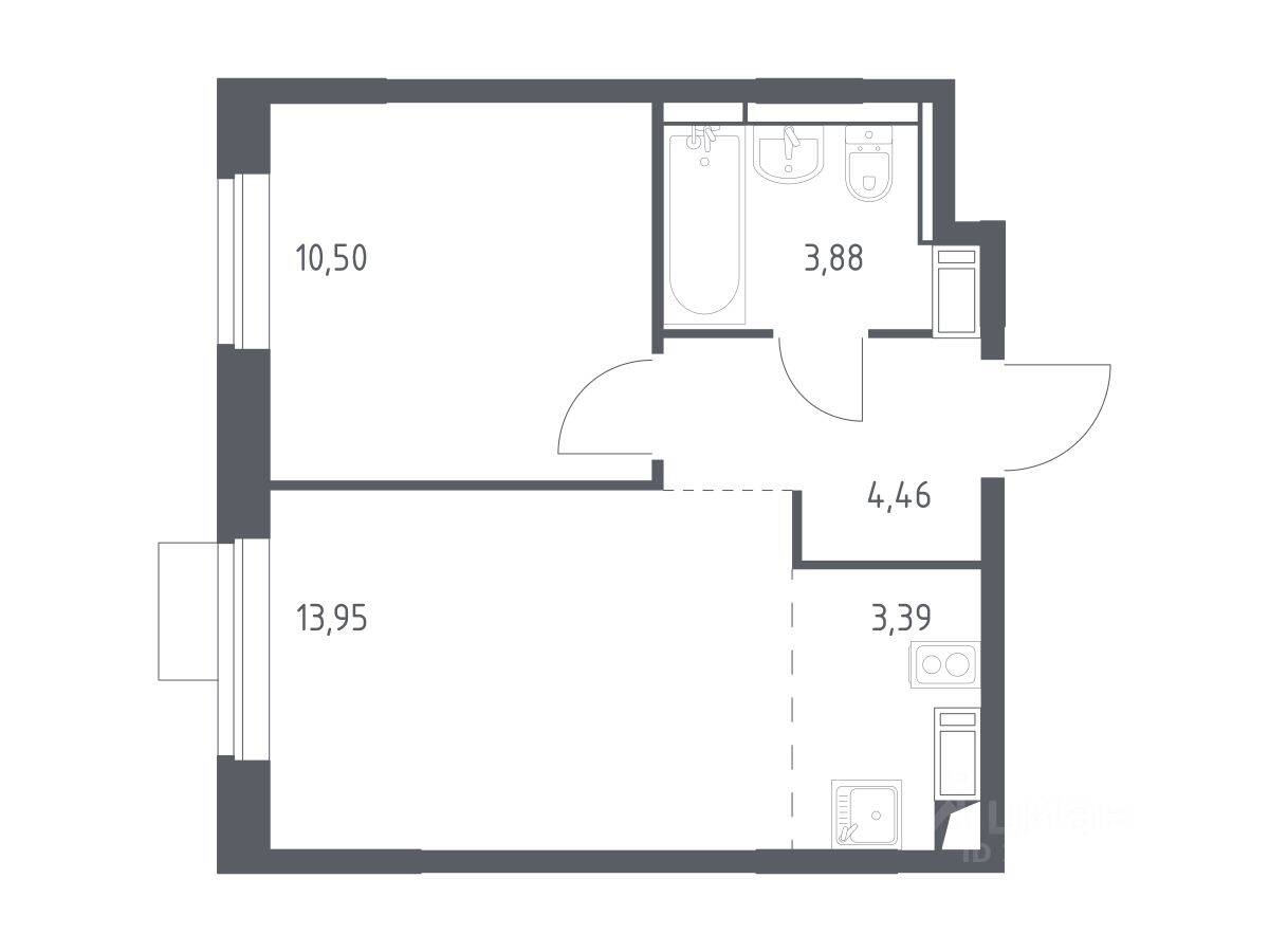 1-комн. квартира, 36,18 м², в ЖК Пятницкие Луга
