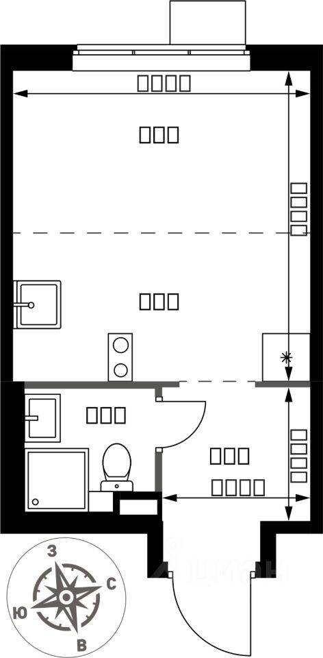 Планировка 1 комнатной квартиры, 20.7 м², в «1-й Химкинский»
