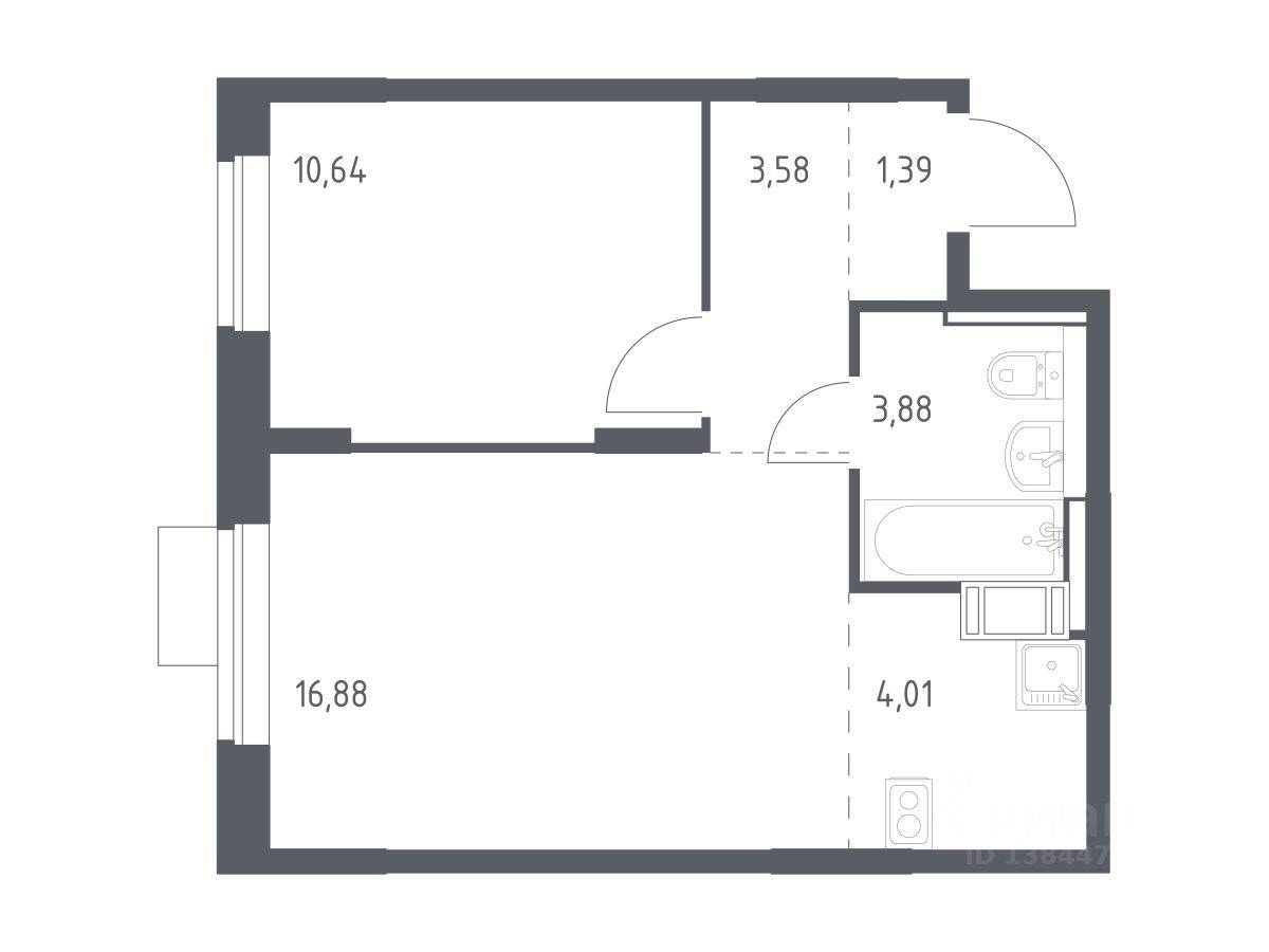 1-комн. квартира, 40,38 м², в ЖК Пятницкие Луга