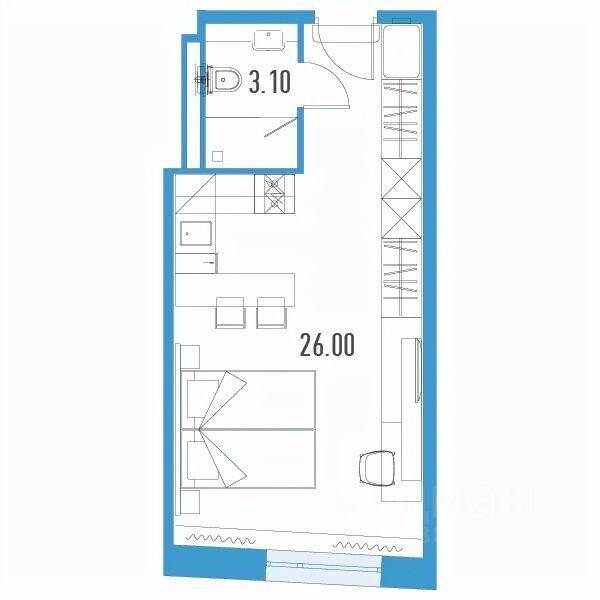 Квартира-студия, 29,1 м², в Апарт-комплекс YE’S LEADER