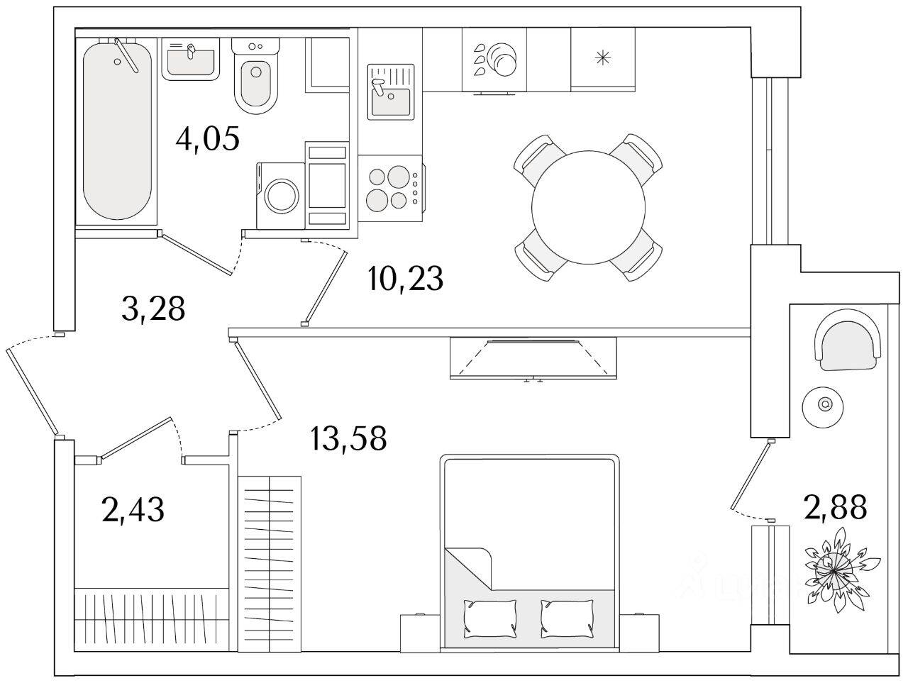 1-комн. квартира, 35,01 м², в ЖК Кинопарк