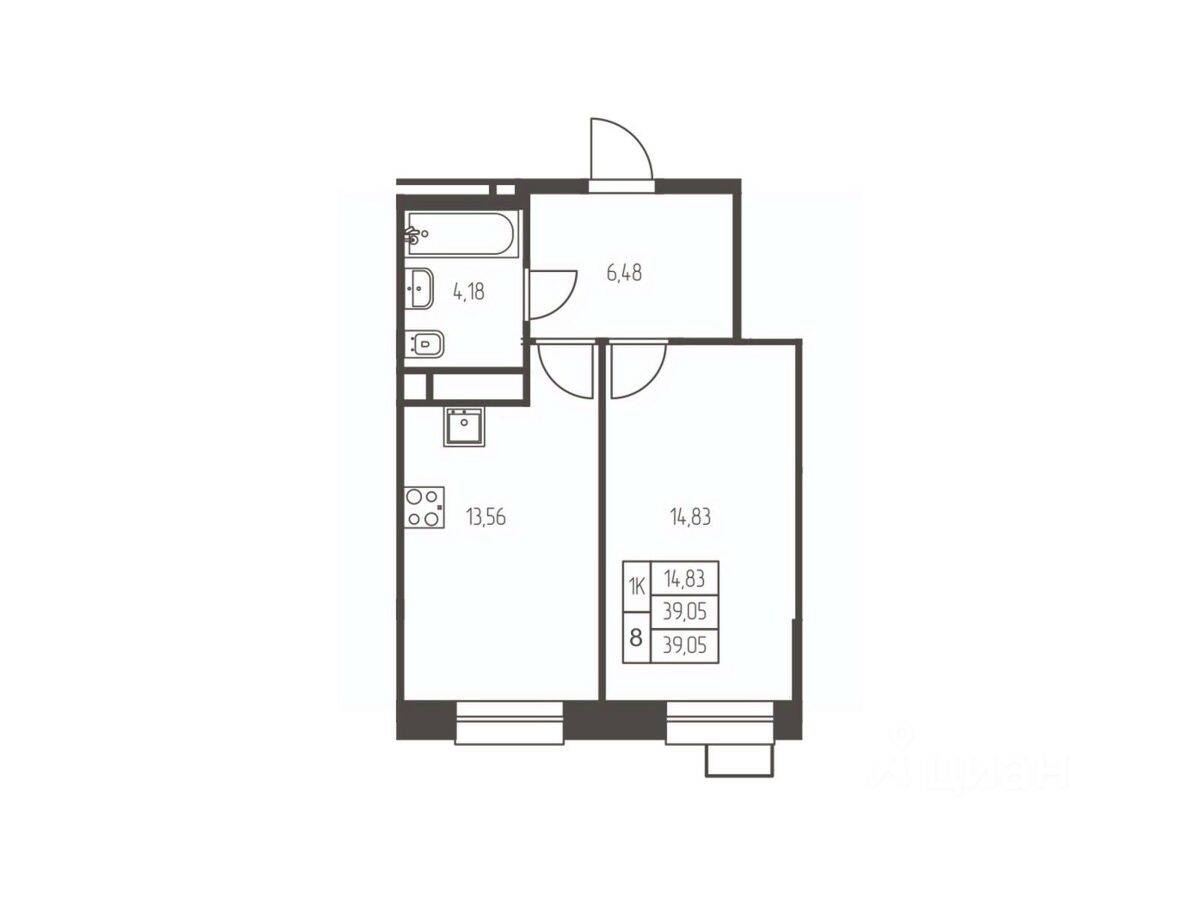 1-комн. квартира, 39,1 м², в ЖК Новая Ивантеевка